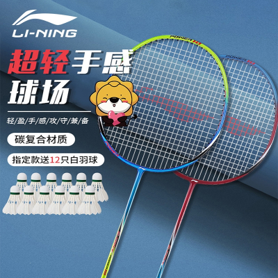 李宁(LI-NING)凯胜羽毛球拍双拍全碳素纤维超轻专业羽毛球球拍单拍套装