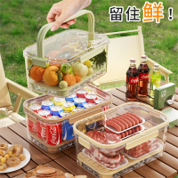 手提保鲜盒户外出露营春游野餐收纳便携移动冰箱水果便当盒