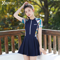 佑游泳衣女夏保守遮肚连体游泳衣海边大码显感泳装