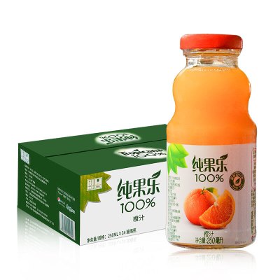 百事可乐 新品纯果乐橙汁 100%橙汁250ml*24瓶 含糖果汁新日期 纯果乐橙汁