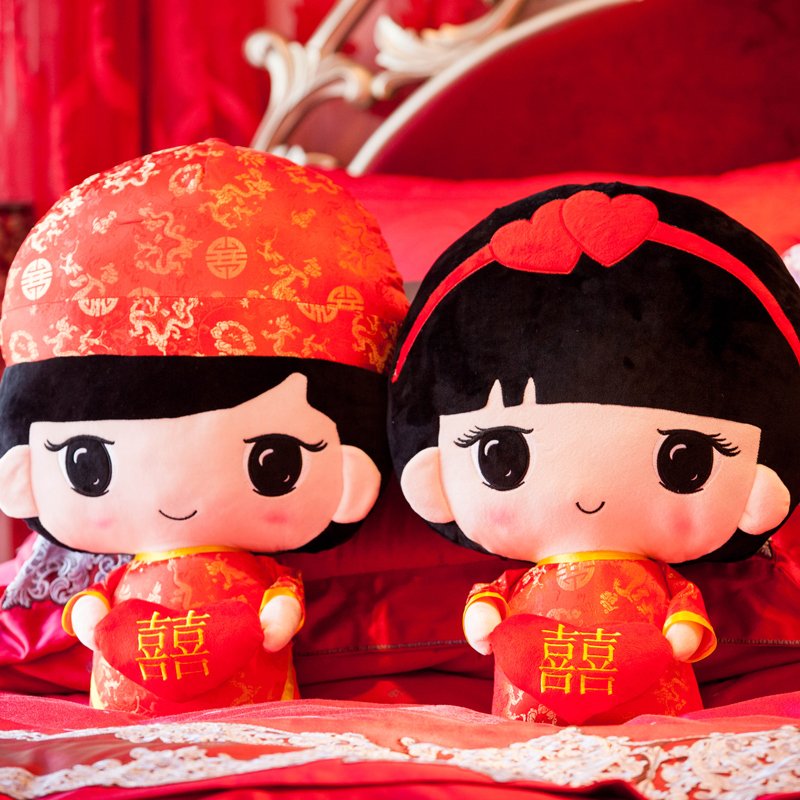 创意压床娃娃一对情侣公仔婚庆毛绒玩具布玩偶结婚礼物婚房摆件