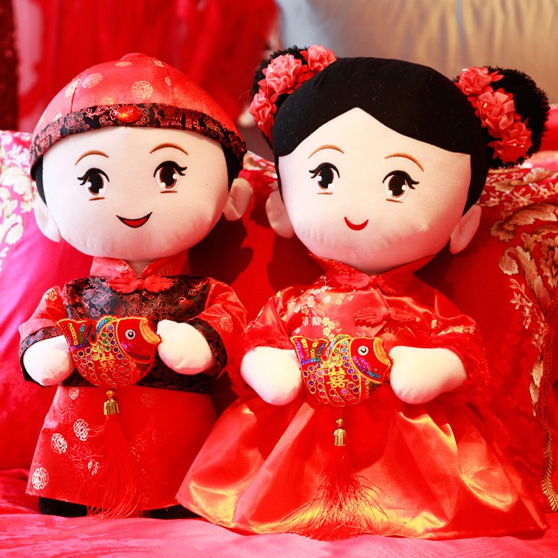 婚庆娃娃压床公仔一对布玩偶结婚礼物情侣毛绒玩具大创意婚房摆件