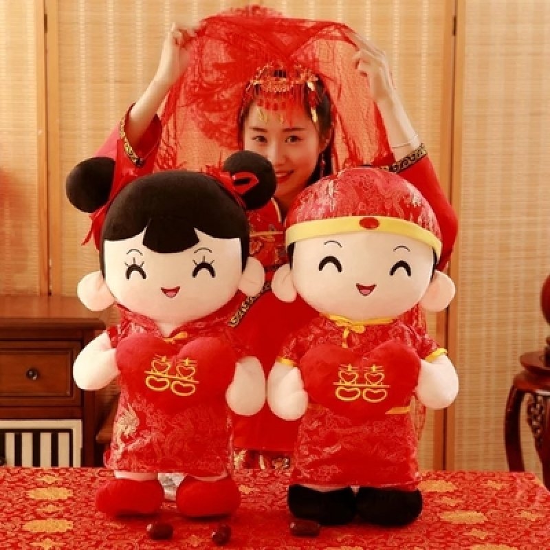 创意结婚礼物压床娃娃大号一对婚庆娃娃毛绒玩具抱枕婚庆公仔玩偶