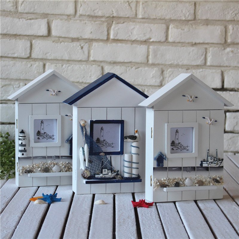 木质钥匙盒壁挂地中海墙饰家居收纳钥匙箱钥匙架挂钩创意壁饰