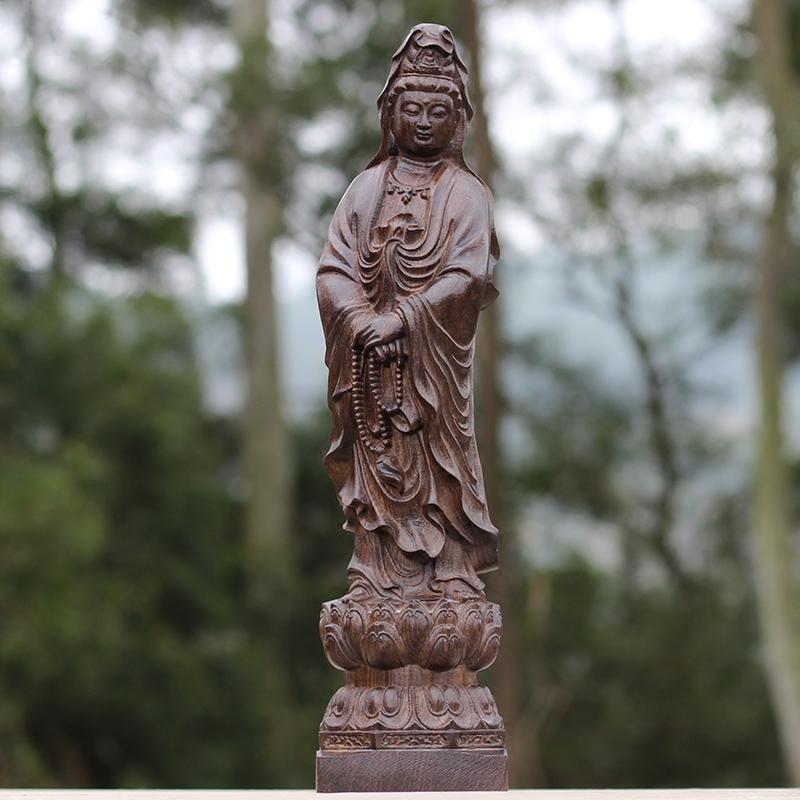 越南天然沉香木木雕观音摆件实木佛像雕刻木质家居供奉菩萨工艺品