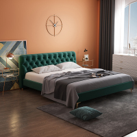 尋木匠北欧布艺床简约现代卧室1.8米双人床小户型样板间便宜拉扣软包床