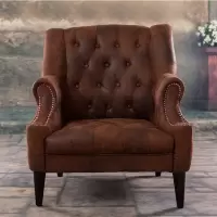 尋木匠美式乡村单人沙发双人皮沙发组合欧式复古沙发老虎椅咖啡厅沙发