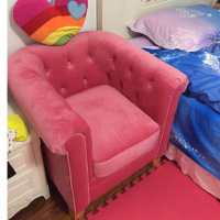 尋木匠沙发布艺卧室小沙发拉扣绒布粉色沙发公主椅皮艺单人沙发迷你