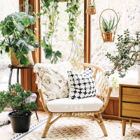 尋木匠韩国ins真藤编织单人沙发椅阳台藤椅小茶几拍摄道具民宿简约椅子