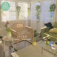 尋木匠韩国ins藤椅单人沙发复古小茶几民宿客栈简约家具休闲阳台藤椅