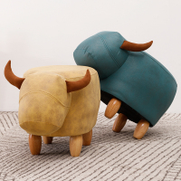 尋木匠时尚创意小牛动物换鞋凳实木沙发凳板凳家用脚凳矮凳小木凳子