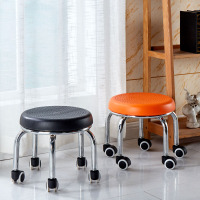 尋木匠小凳子家用带轮懒人圆凳沙发矮凳加厚皮凳时尚换鞋板凳快递分拣凳