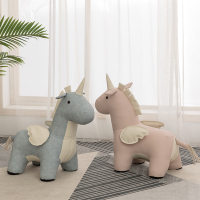 尋木匠创意恐龙凳换鞋凳实木脚凳沙发皮矮凳储物动物凳狮子凳独角兽凳子