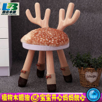 尋木匠实木卡通凳子网红幼儿园动物板凳可爱靠背矮凳换鞋创意小鹿椅