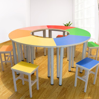 尋木匠学校家具录播教室课桌椅彩色组合幼儿园弧形桌少儿美术培训桌