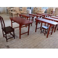 尋木匠实木国学桌书法桌中式幼儿园小课桌椅双人书画桌子仿古培训班