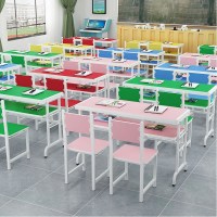 尋木匠简易中小课桌椅辅导班书桌单双人培训桌椅组合长条桌美术画桌