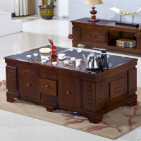 尋木匠实木客厅多功能功夫泡茶台电视柜组合火烧石茶几简约现代桌椅组合