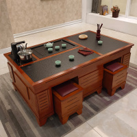 尋木匠火烧石茶几功夫茶道实木茶桌椅组合多功能客厅大理石中式一体茶台