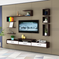 尋木匠创意简约电视墙上实木电视柜客厅置物架组合影视墙多功能收纳隔板