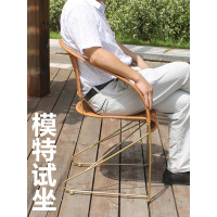 尋木匠实心钢筋藤椅靠背铁艺仿藤编织弹跳椅户外阳台室内单人休闲腾椅子