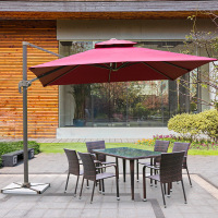 尋木匠户外藤编桌椅带遮阳伞组合露台阳台室外庭院花园外摆休闲铁艺家具