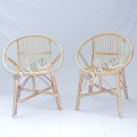 尋木匠小藤椅真藤条小靠背椅藤椅子老人椅椅家用休闲藤椅三件组