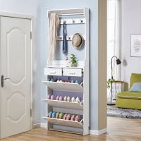 尋木匠超薄翻斗鞋柜带挂衣架一体家用进口窄大容量入户厅鞋柜玄关柜