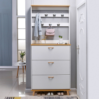 尋木匠北欧超薄带衣帽架鞋柜家用仿实木翻斗鞋橱口客厅大容量鞋架