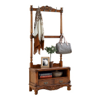 尋木匠美式实木衣架落地卧室进换鞋凳衣帽架带鞋柜一体欧式挂衣架口