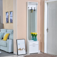 尋木匠简约现代超薄翻斗鞋柜换鞋凳带衣架17cm厅小鞋架穿衣镜衣帽架