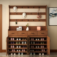 尋木匠中式鞋柜家用口玄关衣架一体简约现代厅柜多功能衣帽柜组合