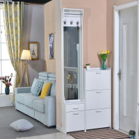 尋木匠简约现代超薄翻斗鞋柜换鞋凳带衣架17CM后小鞋架穿衣镜衣帽架