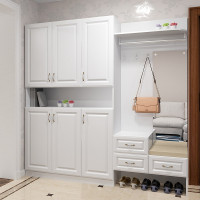 尋木匠定制定做整体厅进鞋柜家用口玄关衣帽架组合一体带镜子凳子