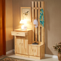 尋木匠实木鞋柜 简约现代带挂衣架 松木换鞋凳对开储物厅柜鞋架