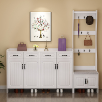 尋木匠口鞋柜家用玄关多功能衣帽柜简约现代带挂衣架组合换鞋凳厅柜