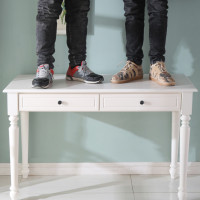 尋木匠书桌小简约户型卧室实木美式桌子写字家用台电脑白色桌学习