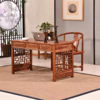 尋木匠实木办公桌书房写字台组合中式仿古南榆木书画书法桌中医诊桌画案