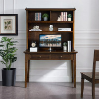 尋木匠美式实木书桌书架组合学习桌写字台电脑桌简约书柜书桌一体