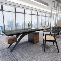 尋木匠实木办公桌老板工作台创意大班台简约现公桌椅组合单人办公室