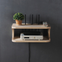 尋木匠实木网络机顶盒置物架卧室电视柜墙上放无线路由器收纳架wifi架子