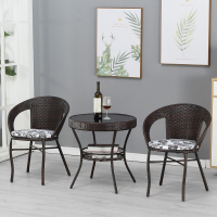 尋木匠白色藤椅三件套藤编椅阳台喝茶桌椅PE仿藤椅客厅卧室休闲藤椅