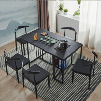 尋木匠茶桌椅组合简约茶几铁艺泡茶办公室大理石带电磁炉火烧石功夫茶台