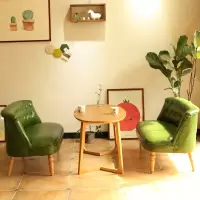 尋木匠咖啡西餐厅奶茶甜品店洽谈桌椅组合现代简约休闲皮艺双人卡座沙发