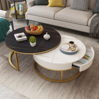 尋木匠简约大理石茶几电视柜组合北欧轻奢小户型客厅家具网红圆形小茶几