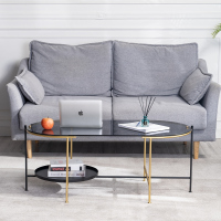 尋木匠茶几北欧风玻璃椭圆形ins茶桌现代简约铁艺钢化托盘网红双层边几