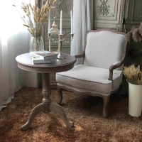 尋木匠复古茶几做旧拍摄北欧客厅沙发边角几美式乡村实木卧室阳台小圆桌