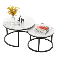 尋木匠客厅网红小茶几卧室轻奢圆多功能小户型创意组合钢木黑白茶几