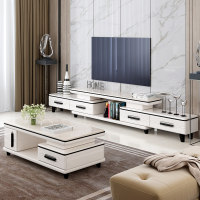 尋木匠大理石电视柜茶几组合简约现代客厅钢化玻璃套装伸缩烤漆电视机柜