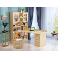 尋木匠实木书桌书架一体组合台式转角电脑桌简约现代家用学习桌